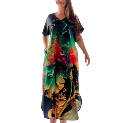 Leanna | Kurzärmeliges bedrucktes Kleid