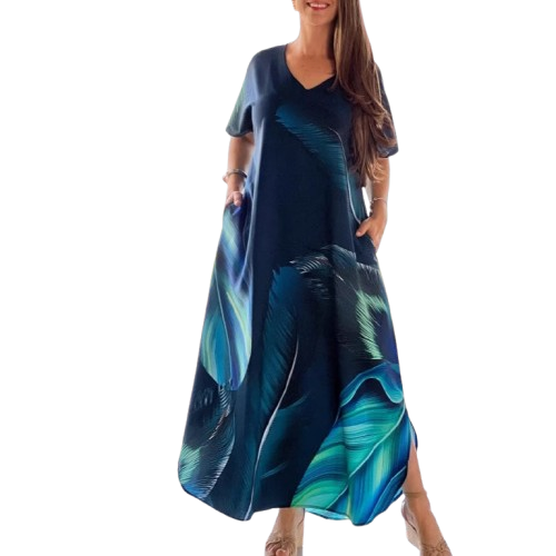 Leanna | Kurzärmeliges bedrucktes Kleid