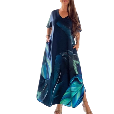 Leanna | Kurzärmeliges bedrucktes Kleid