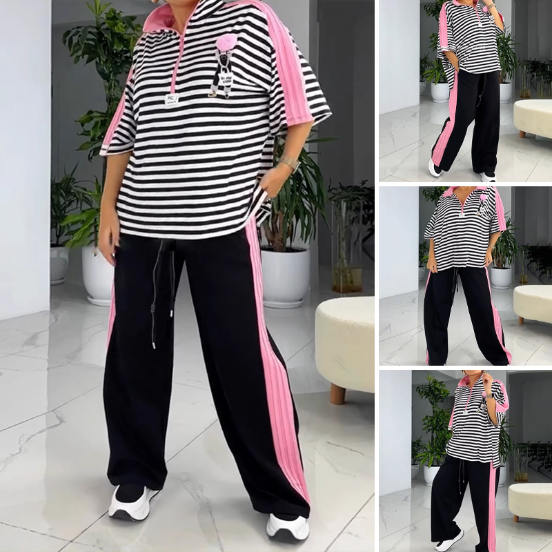 William | Damen zweiteiliges Oberteil und gestreifte Hose