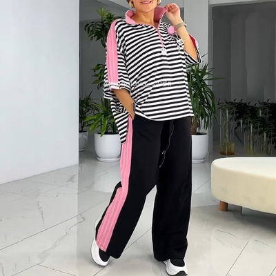 William | Damen zweiteiliges Oberteil und gestreifte Hose