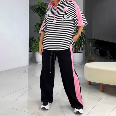 Vivienne | Damen zweiteiliges Oberteil und gestreifte Hose
