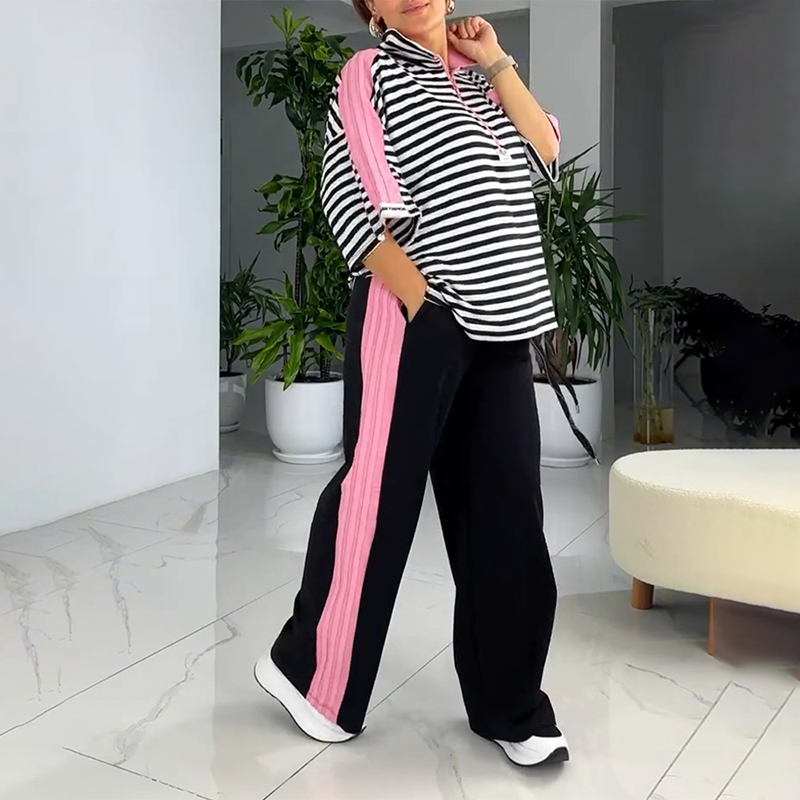 William | Damen zweiteiliges Oberteil und gestreifte Hose