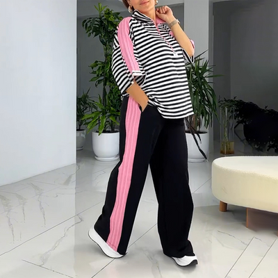Vivienne | Damen zweiteiliges Oberteil und gestreifte Hose