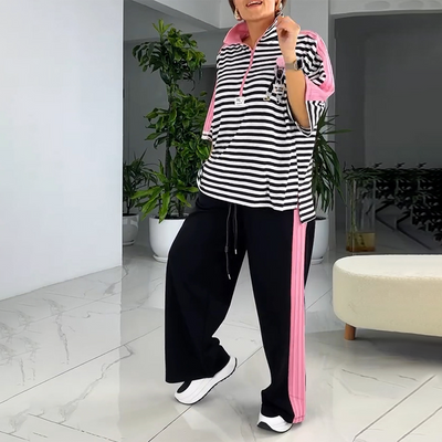 William | Damen zweiteiliges Oberteil und gestreifte Hose