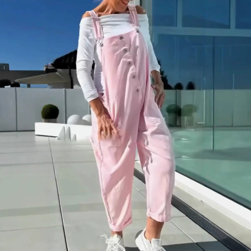 Austin | Süßer, lässiger, einfarbiger Jumpsuit für Damen mit verstellbaren Trägern