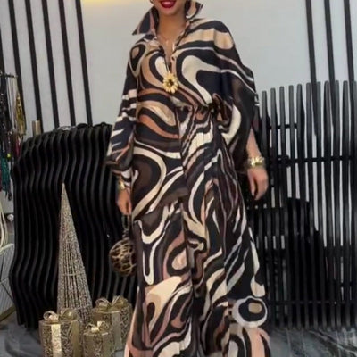 Zara | Modisches Damen-Set mit lockerem, bedrucktem Hemd und Hose mit weitem Bein, 2-teilig