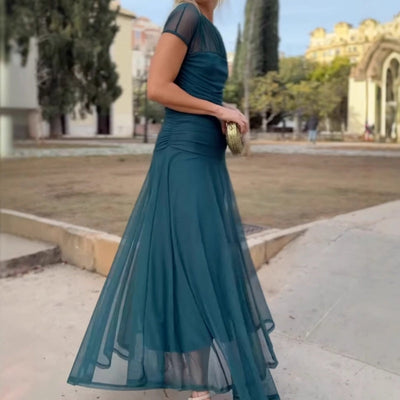 Susannah | Elegantes kurzärmeliges Flowy-Maxi-Kleid für Damen