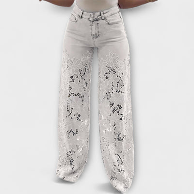 Trendige Spitzen-Patchwork-Jeans