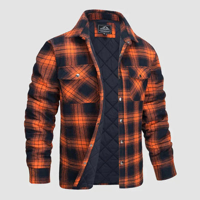 Herren Flanell Hemd Jacke lange Ärmel gesteppt gefüttert Plaid Mantel Button Down dicke Outwear für Winter