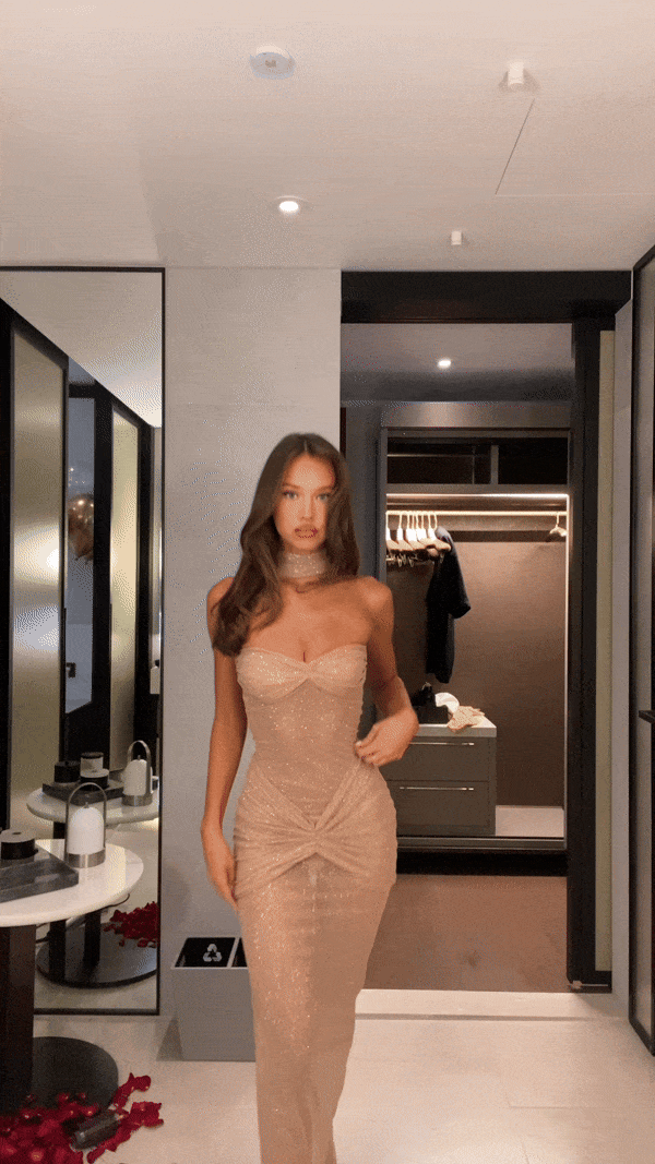 Gisela | Glamouröses Glitzernde Transparentes Abendkleid – Verführerische Eleganz