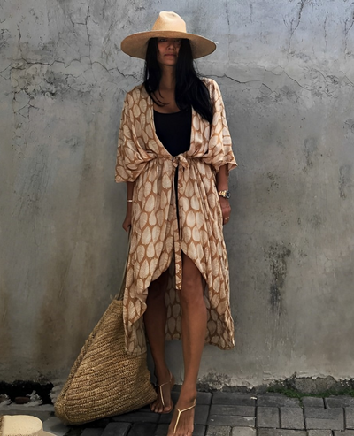 Resort Leinen Beach Kimono – Damen Leichter Strand‑Cover‑Up