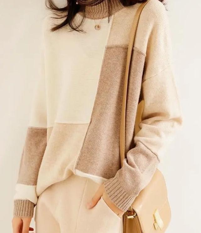 Farbblock Damen Pullover