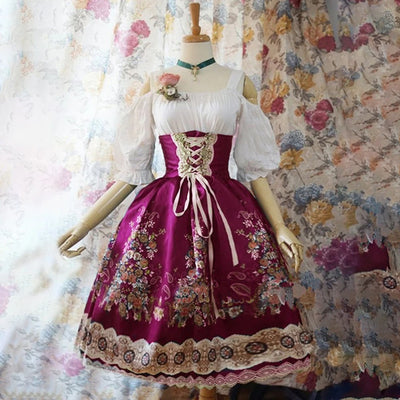Damen Blumen Oktoberfest Dirndl Kleid