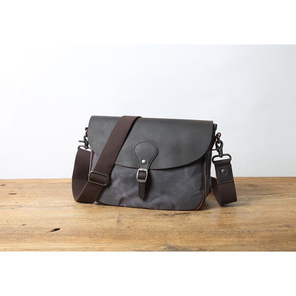 Bregenz™ - Handgefertigte Vintage Crossbody Tasche aus Wachsgeschichtetem Baumwoll-Canvas & Leder