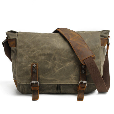 Conway™ Retro Umhängetasche Aus Gewachstem Baumwoll-Canvas – Vintage Messenger Bag Mit Laptopfach