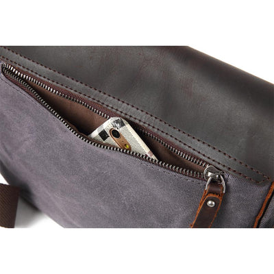 Bregenz™ - Handgefertigte Vintage Crossbody Tasche aus Wachsgeschichtetem Baumwoll-Canvas & Leder