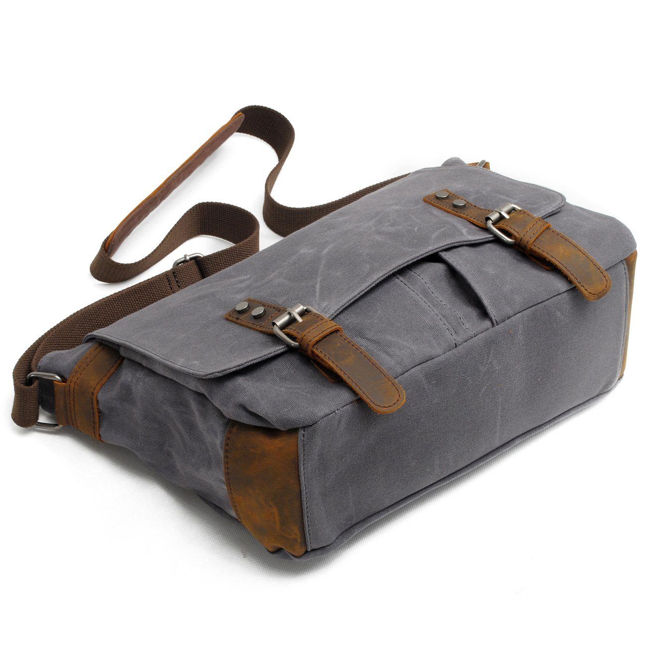 Conway™ Retro Umhängetasche Aus Gewachstem Baumwoll-Canvas – Vintage Messenger Bag Mit Laptopfach