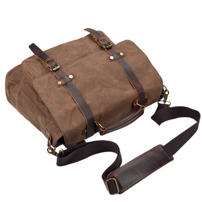 Bruges Messenger Bag – Robuste Canvas & Crazy Horse Leder Schultertasche mit Laptopfach