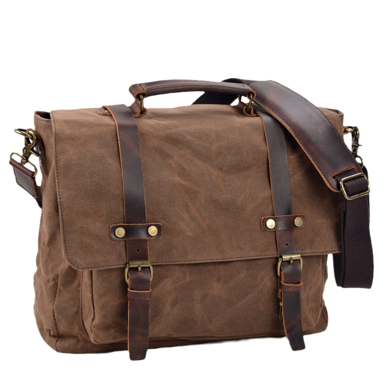 Bruges Messenger Bag – Robuste Canvas & Crazy Horse Leder Schultertasche mit Laptopfach